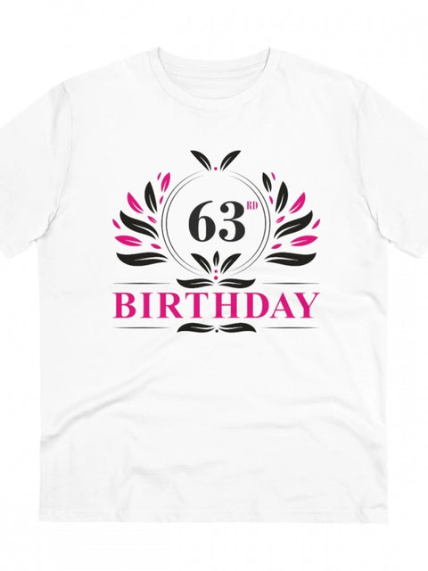 Generic Men's PC Cotton 63rd Birthday Printed T Shirt (Color: White, Thread Count: 180GSM)
