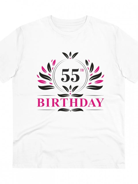 Generic Men's PC Cotton 55th Birthday Printed T Shirt (Color: White, Thread Count: 180GSM)
