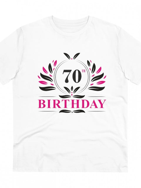 Generic Men's PC Cotton 70th Birthday Printed T Shirt (Color: White, Thread Count: 180GSM)
