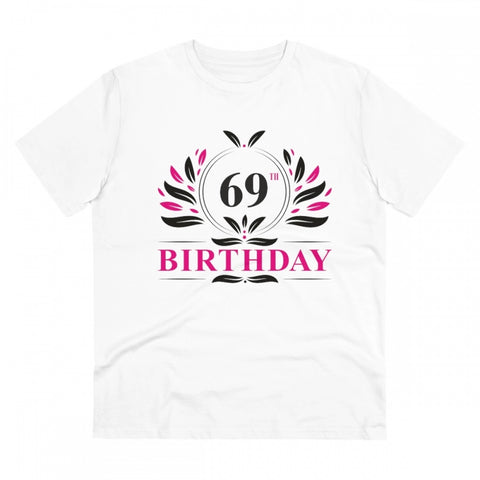 Generic Men's PC Cotton 69th Birthday Printed T Shirt (Color: White, Thread Count: 180GSM)