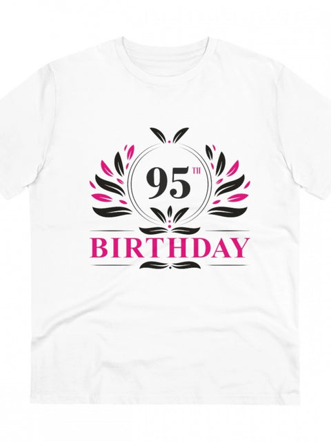 Generic Men's PC Cotton 95th Birthday Printed T Shirt (Color: White, Thread Count: 180GSM)