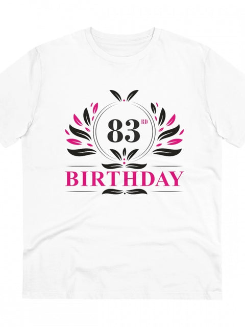 Generic Men's PC Cotton 83rd Birthday Printed T Shirt (Color: White, Thread Count: 180GSM)