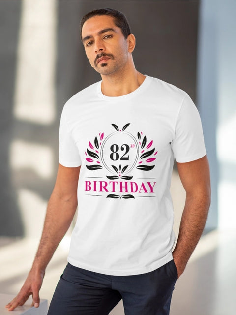 Generic Men's PC Cotton 82nd Birthday Printed T Shirt (Color: White, Thread Count: 180GSM)