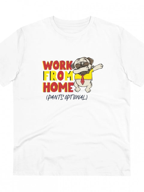 Generic Men's PC Cotton Work From Home Desing Printed T Shirt (Color: White, Thread Count: 180GSM)