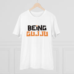 Generic Men's PC Cotton Being Gujju Printed T Shirt (Color: White, Thread Count: 180GSM)