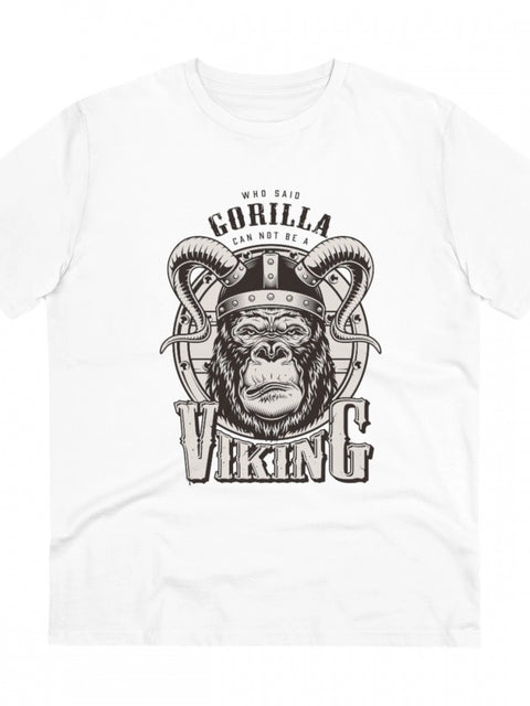 Generic Men's PC Cotton Gorila Desing Printed T Shirt (Color: White, Thread Count: 180GSM)