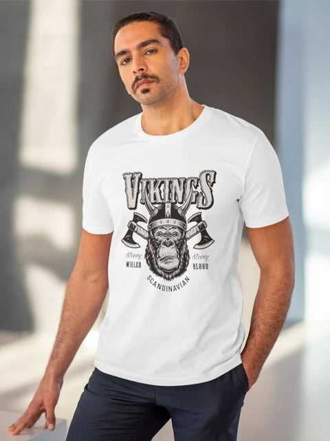 Generic Men's PC Cotton Gorila Desing Printed T Shirt (Color: White, Thread Count: 180GSM)