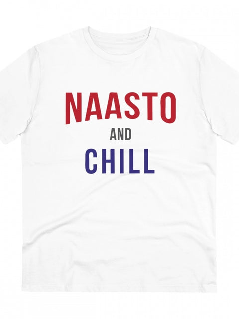 Generic Men's PC Cotton Nasto And Chill Printed T Shirt (Color: White, Thread Count: 180GSM)