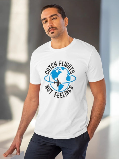 Generic Men's PC Cotton Explore The Unseen Printed T Shirt (Color: White, Thread Count: 180GSM)