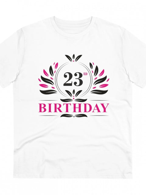 Generic Men's PC Cotton 23rd Birthday Printed T Shirt (Color: White, Thread Count: 180GSM)