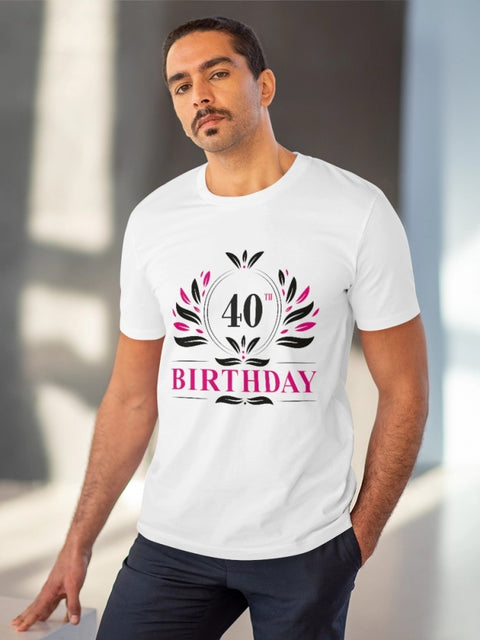 Generic Men's PC Cotton 40th Birthday Printed T Shirt (Color: White, Thread Count: 180GSM)