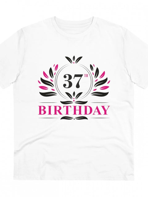 Generic Men's PC Cotton 37th Birthday Printed T Shirt (Color: White, Thread Count: 180GSM)