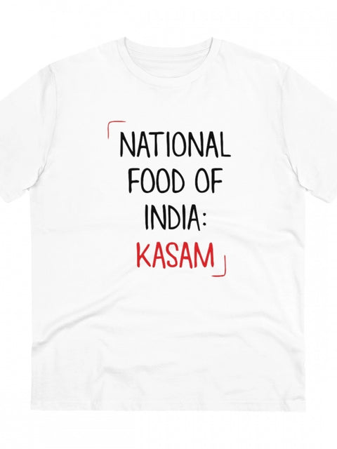 Generic Men's PC Cotton India Kasam Printed T Shirt (Color: White, Thread Count: 180GSM)