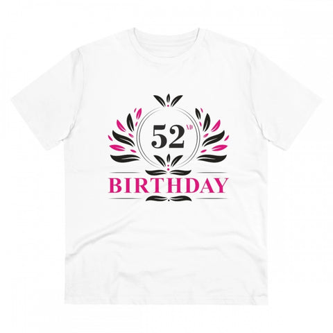 Generic Men's PC Cotton 52nd Birthday Printed T Shirt (Color: White, Thread Count: 180GSM)