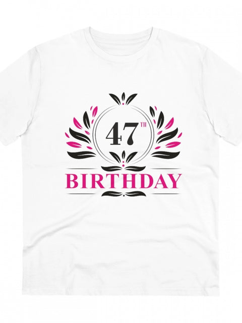 Generic Men's PC Cotton 47th Birthday Printed T Shirt (Color: White, Thread Count: 180GSM)