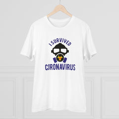 Generic Men's PC Cotton I Survived Coronavirus Printed T Shirt (Color: White, Thread Count: 180GSM)