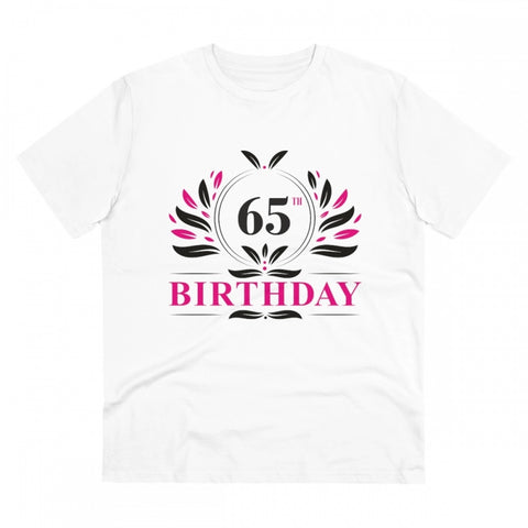Generic Men's PC Cotton 65th Birthday Printed T Shirt (Color: White, Thread Count: 180GSM)