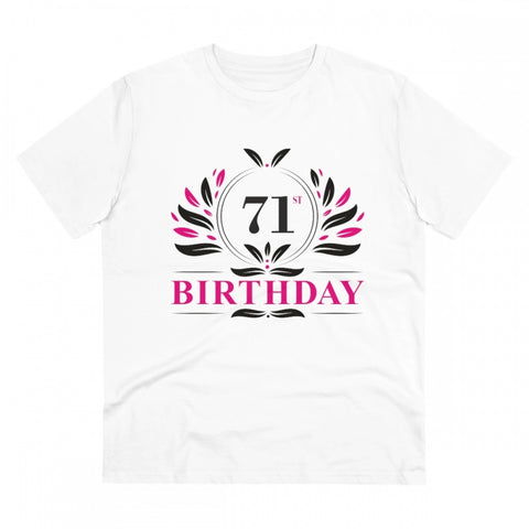 Generic Men's PC Cotton 71st Birthday Printed T Shirt (Color: White, Thread Count: 180GSM)