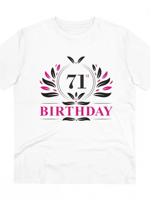 Generic Men's PC Cotton 71st Birthday Printed T Shirt (Color: White, Thread Count: 180GSM)