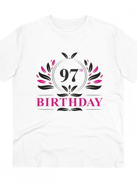 Generic Men's PC Cotton 97th Birthday Printed T Shirt (Color: White, Thread Count: 180GSM)