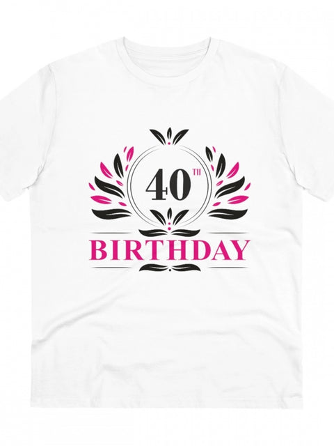 Generic Men's PC Cotton 40th Birthday Printed T Shirt (Color: White, Thread Count: 180GSM)