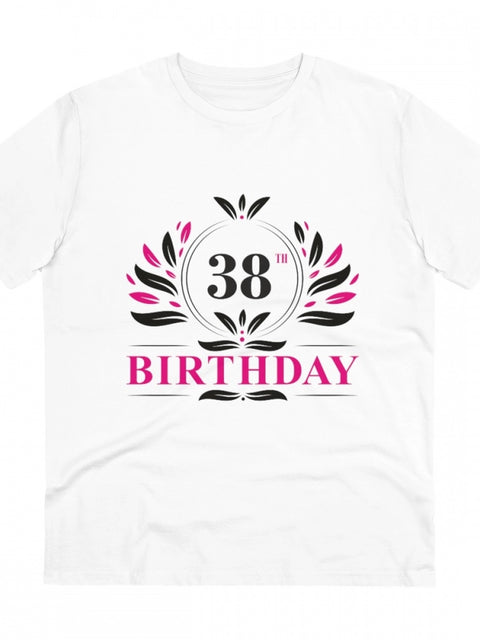 Generic Men's PC Cotton 38th Birthday Printed T Shirt (Color: White, Thread Count: 180GSM)