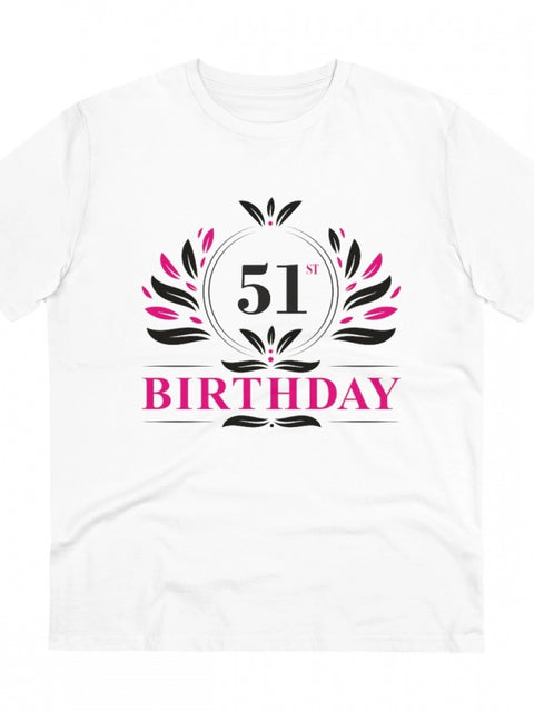 Generic Men's PC Cotton 51st Birthday Printed T Shirt (Color: White, Thread Count: 180GSM)