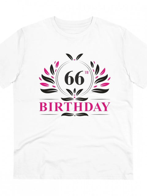 Generic Men's PC Cotton 66th Birthday Printed T Shirt (Color: White, Thread Count: 180GSM)
