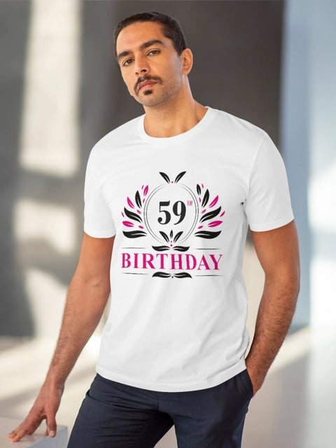 Generic Men's PC Cotton 59th Birthday Printed T Shirt (Color: White, Thread Count: 180GSM)