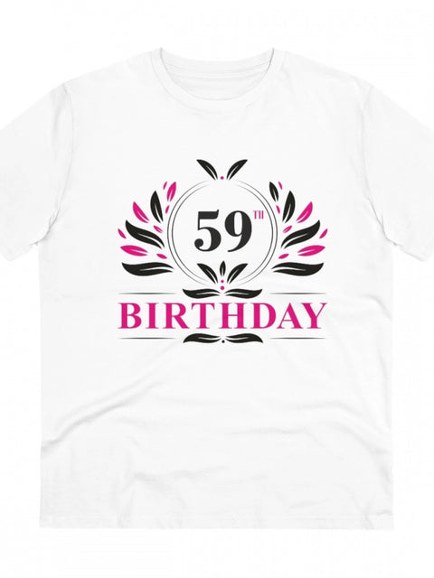 Generic Men's PC Cotton 59th Birthday Printed T Shirt (Color: White, Thread Count: 180GSM)