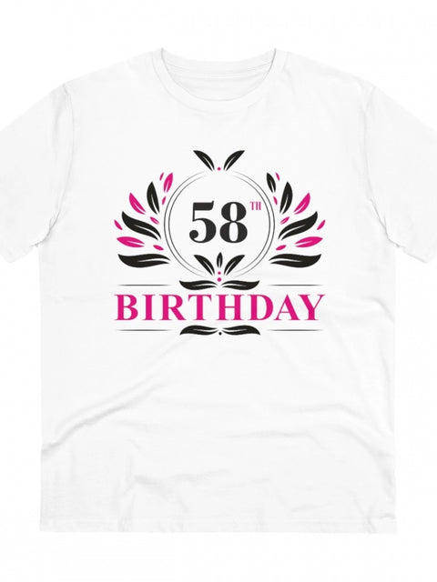 Generic Men's PC Cotton 58th Birthday Printed T Shirt (Color: White, Thread Count: 180GSM)