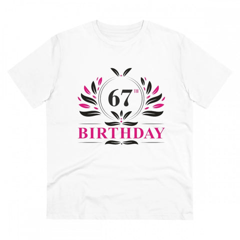 Generic Men's PC Cotton 67th Birthday Printed T Shirt (Color: White, Thread Count: 180GSM)