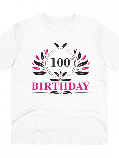 Generic Men's PC Cotton 100th Birthday Printed T Shirt (Color: White, Thread Count: 180GSM)