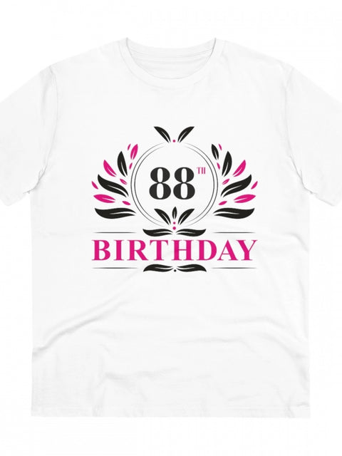 Generic Men's PC Cotton 88th Birthday Printed T Shirt (Color: White, Thread Count: 180GSM)