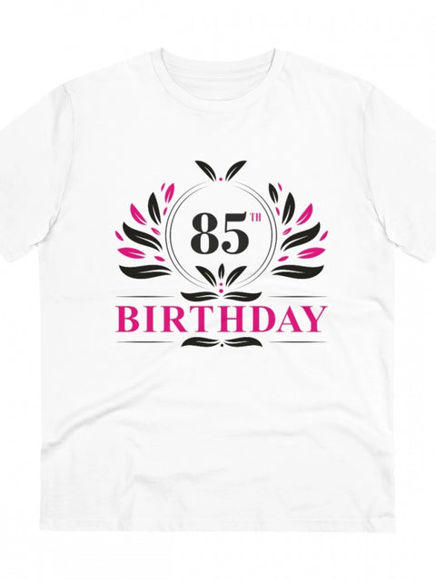 Generic Men's PC Cotton 85th Birthday Printed T Shirt (Color: White, Thread Count: 180GSM)