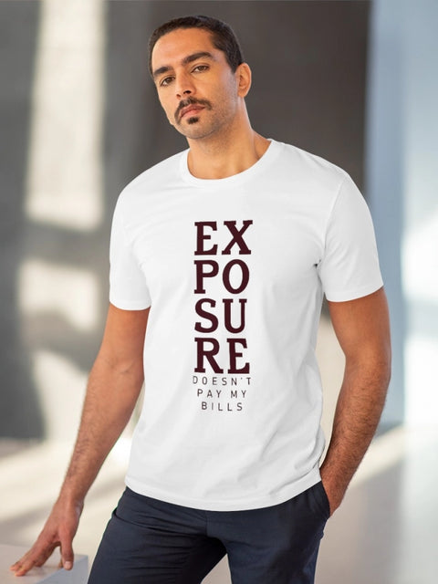 Men's PC Cotton Exposure Printed T Shirt (Color: White, Thread Count: 180GSM)