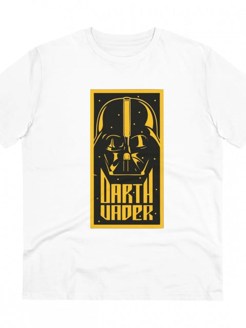 Men's PC Cotton Darth Vader Printed T Shirt (Color: White, Thread Count: 180GSM)