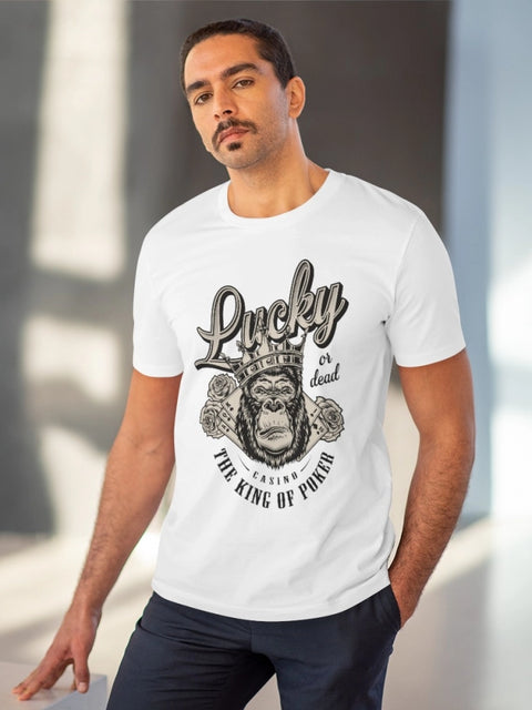Generic Men's PC Cotton Gorila Desing Printed T Shirt (Color: White, Thread Count: 180GSM)