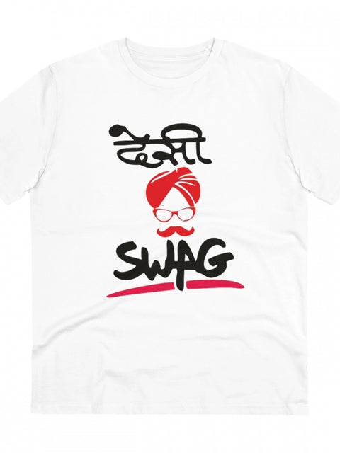 Generic Men's PC Cotton Desi Swag Printed T Shirt (Color: White, Thread Count: 180GSM)