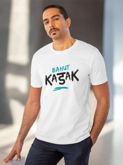 Generic Men's PC Cotton Bahot Kadak Printed T Shirt (Color: White, Thread Count: 180GSM)