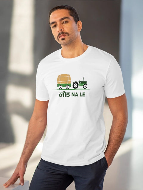 Generic Men's PC Cotton Load Na Lee Printed T Shirt (Color: White, Thread Count: 180GSM)