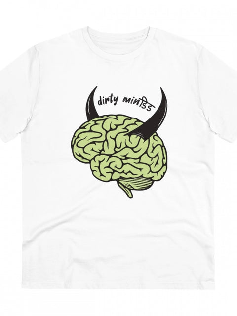 Generic Men's PC Cotton Dirty Minddid Printed T Shirt (Color: White, Thread Count: 180GSM)