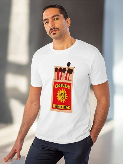 Generic Men's PC Cotton Telugu Desing Printed T Shirt (Color: White, Thread Count: 180GSM)