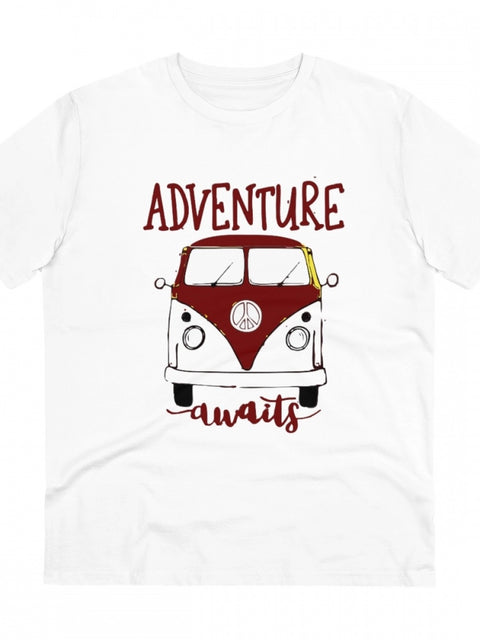 Generic Men's PC Cotton Explore The Unseen Printed T Shirt (Color: White, Thread Count: 180GSM)