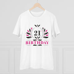 Generic Men's PC Cotton 21st Birthday Printed T Shirt (Color: White, Thread Count: 180GSM)