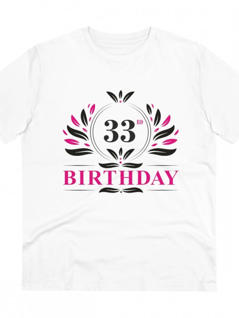 Generic Men's PC Cotton 33rd Birthday Printed T Shirt (Color: White, Thread Count: 180GSM)