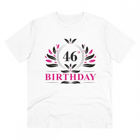 Generic Men's PC Cotton 46th Birthday Printed T Shirt (Color: White, Thread Count: 180GSM)