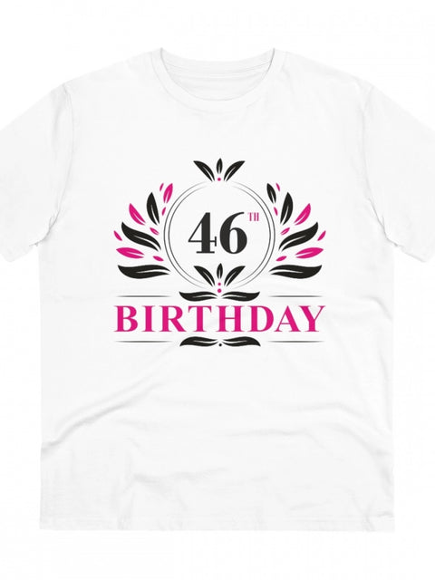 Generic Men's PC Cotton 46th Birthday Printed T Shirt (Color: White, Thread Count: 180GSM)