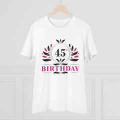 Generic Men's PC Cotton 45th Birthday Printed T Shirt (Color: White, Thread Count: 180GSM)