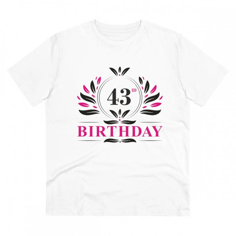 Generic Men's PC Cotton 43rd Birthday Printed T Shirt (Color: White, Thread Count: 180GSM)